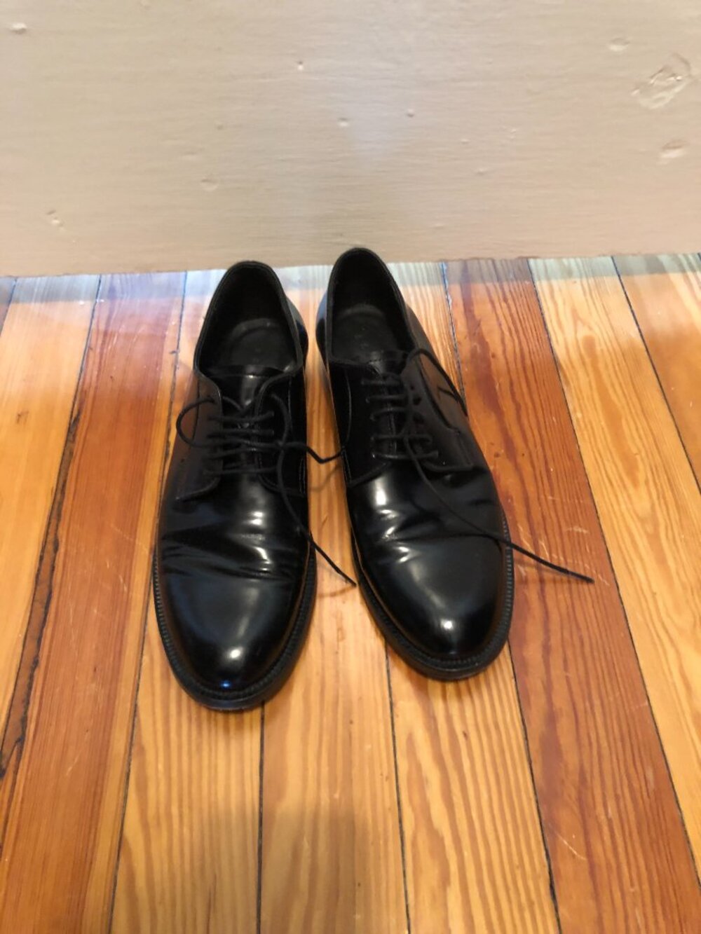 Black Leather Cap-Toe Oxford Dress Shoes